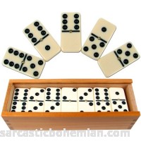 Dominoes Set- 28 Piece Double-Six Ivory Domino Tiles Set Classic Numbers Table Game with Wooden Carrying Storage Case by Hey! Play! 2-4 Players 28 Piece B002TFHOEO
